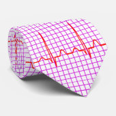 Cravate cardiogramme ou ecg en rouge sur blanc (Roulé)