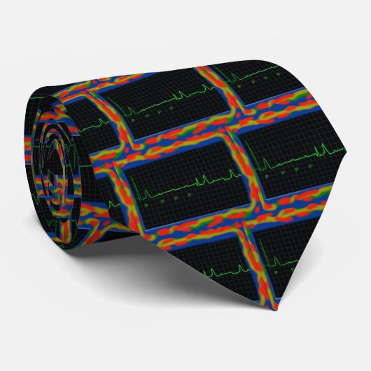 Cravate Cardiologie EKG AV Block Necktie 2 Design unique (Roulé)