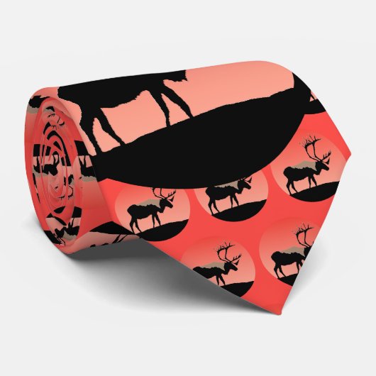 Cravate Caribou au coucher du soleil - Art original de la (Roulé)