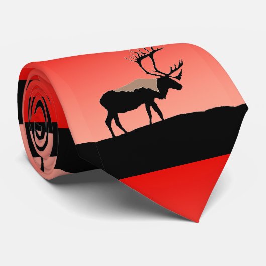 Cravate Caribou au coucher du soleil - Art original de la  (Roulé)