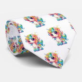 Cravate Caricature Anime Rainbow Unicorn Necktie (Roulé)