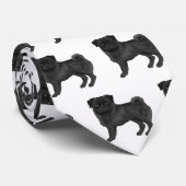 Cravate Caricature de chien de Carlin noir mignon Motif de (Roulé)