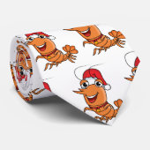 Cravate Caricature de crevettes de Noël joyeux (Roulé)