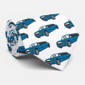 Cravate Caricature de la Limousine bleu mignonne (Roulé)