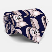 Cravate Caricature de lapin rose mignon (Roulé)