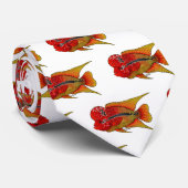 Cravate Caricature de poisson cichlide à fleur (Roulé)