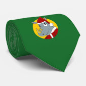 Cravate Caricature de rhinocéros de Noël (Roulé)