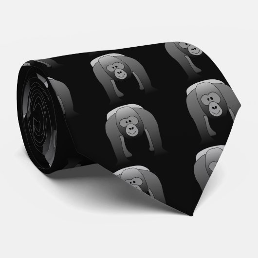 Cravate Caricature de Silverback Gorilla (Roulé)