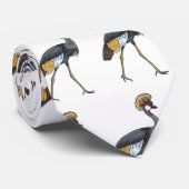 Cravate Caricature d'oiseau de grue couronné gris (Roulé)