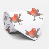 Cravate Caricature d'oiseau rouge chantant mignon (Roulé)