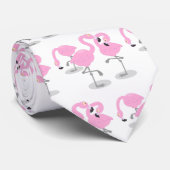 Cravate Caricature en trio flamand rose mou (Roulé)