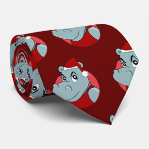 Cravate Caricature hippo de Noël