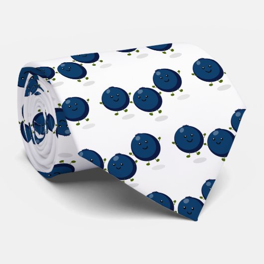 Cravate Caricature mignonne de bleuets violets (Roulé)