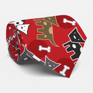 Cravate Caricature mignonne Doggies et os Fun Animaux