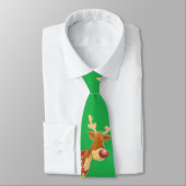 Cravate Caricatures rennes sur vert (Attaché)