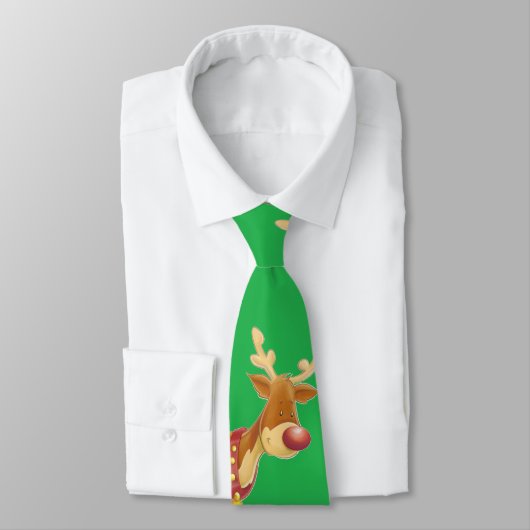 Cravate Caricatures rennes sur vert (Attaché)
