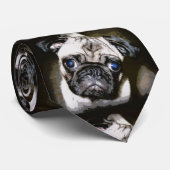 Cravate carlin aux yeux bleus noir (Roulé)