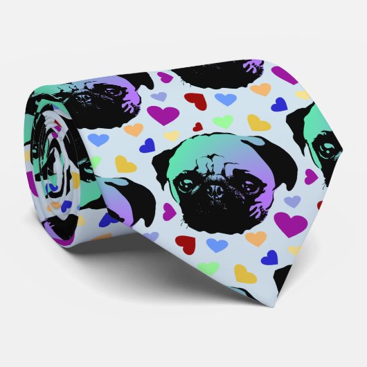 Cravate Carlin Chien Chien Chien Love Coeurs (Roulé)