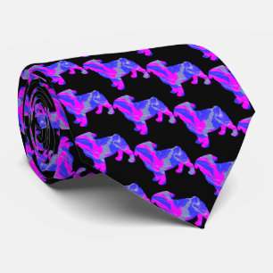 Cravate Carlin Chien Silhouette Cute Rose & Bleu Noir Cou
