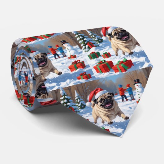 Cravate Carlin en neige avec Casquette de Noël (Roulé)