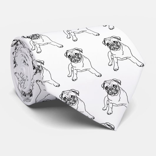 Cravate Carlin tendance Chien blanc classique moderne Crav (Roulé)