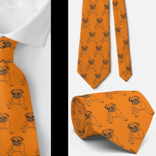 Cravate Carlin tendance Chien Orange Classique Moderne Cra
