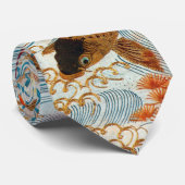 Cravate Carpe japonaise vintage et eau courante (Roulé)