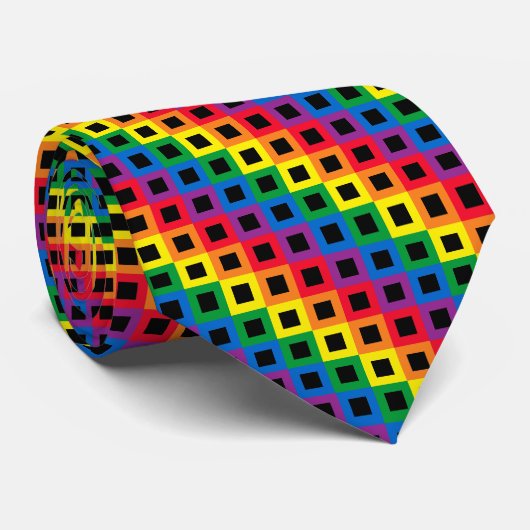 Cravate Carré arc-en-ciel noir (Roulé)