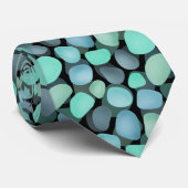 Cravate Carré de galets de mer bleu et vert (Roulé)