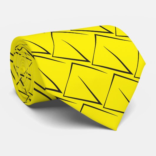 Cravate carré noir jaune comme des formes diamant (Roulé)