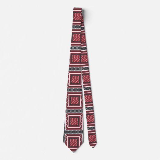 Cravate Carré rouge blanc gris moderne Chevron Stripe (Devant)