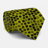 Cravate Carré v2- Noir sur Olive (Roulé)