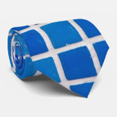 Cravate Carreau de mosaïque bleu (Roulé)