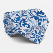 Cravate Carreaux bleu portugais (Roulé)