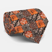 Cravate Carreaux de tangerine (Roulé)