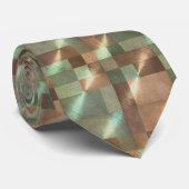 Cravate Carreaux Motifs Abstraits en vert et cuivre (Roulé)