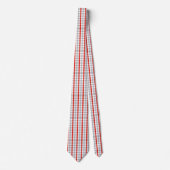 Cravate Carreaux Rouge Gris Blanc Classique Traditionnel H (Devant)