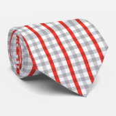 Cravate Carreaux Rouge Gris Blanc Classique Traditionnel H (Roulé)