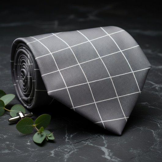 Cravate Carreaux subtilement argentés et noirs