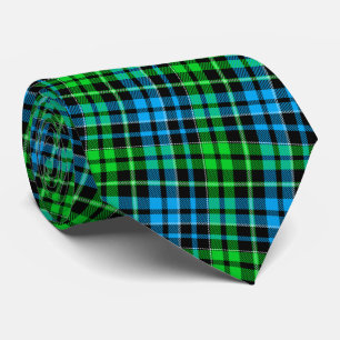 Cravate Carreaux Tartan Bleu Et Vert Noir