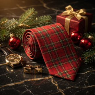 Cravate Carreaux Tartan Rouge Classique