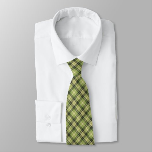 Cravate Carreaux Tartan Vichy Vert de Mousse Double Face (Attaché)