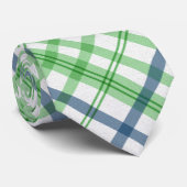 Cravate Carreaux Vert Bleu et Blanc (Roulé)