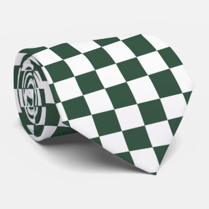 Cravate Carreaux vert foncé et blanc en mosaïque