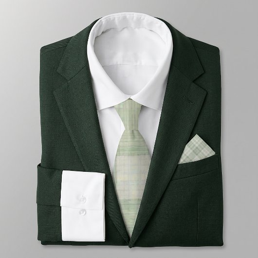 Cravate Carreaux vert sauge clair