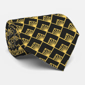 Cravate carrelage art déco d'or noir motif (Roulé)