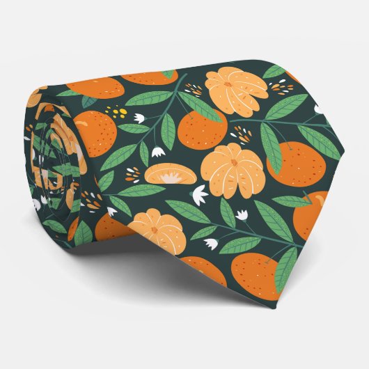 Cravate Carrelage de fruits à l'orange cool motif (Roulé)