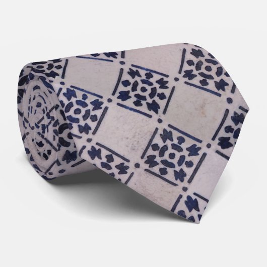Cravate Carrelage Delft Bleu : Motif d'art néerlandais cla (Roulé)
