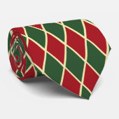 Cravate carrelage en or rouge motif Noël (Roulé)
