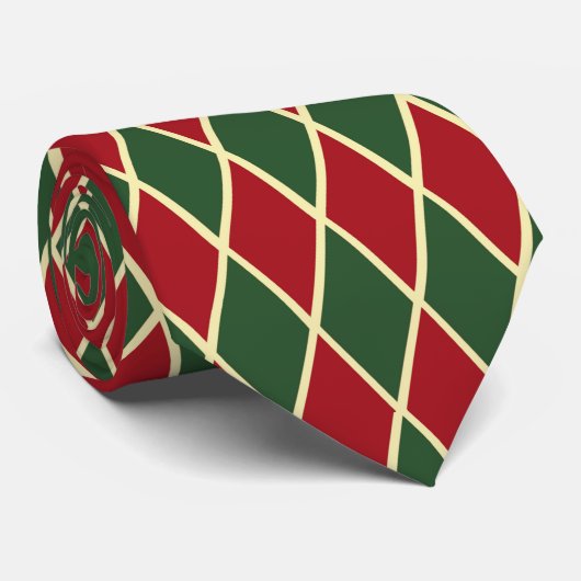 Cravate carrelage en or rouge motif Noël (Roulé)